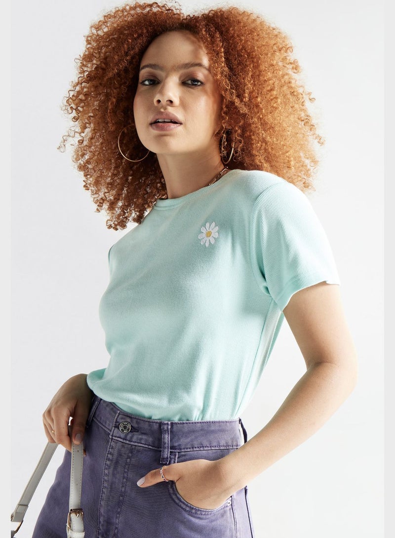 FAV Ribbed Crew Neck T-Shirt - Image 1