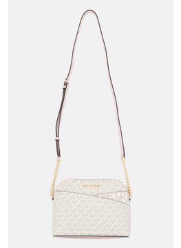 Women Monogram Pattern Cross Body Bag 17,5 H x 21,5 L x 9 W cm, Ivory