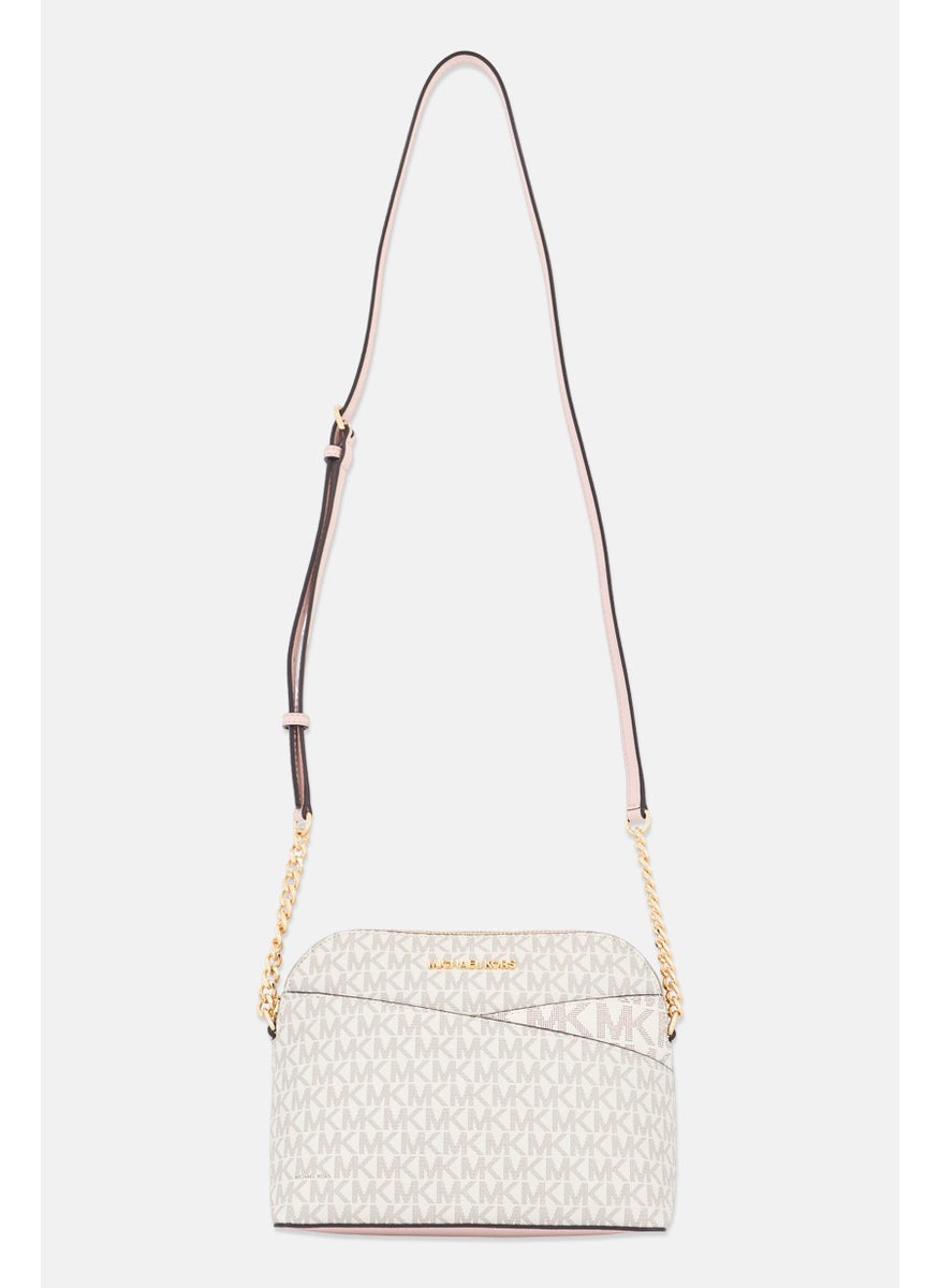 Michael Kors - Women Monogram Pattern Cross Body Bag 17,5 H x 21,5 L x 9 W cm, Ivory - Image 1