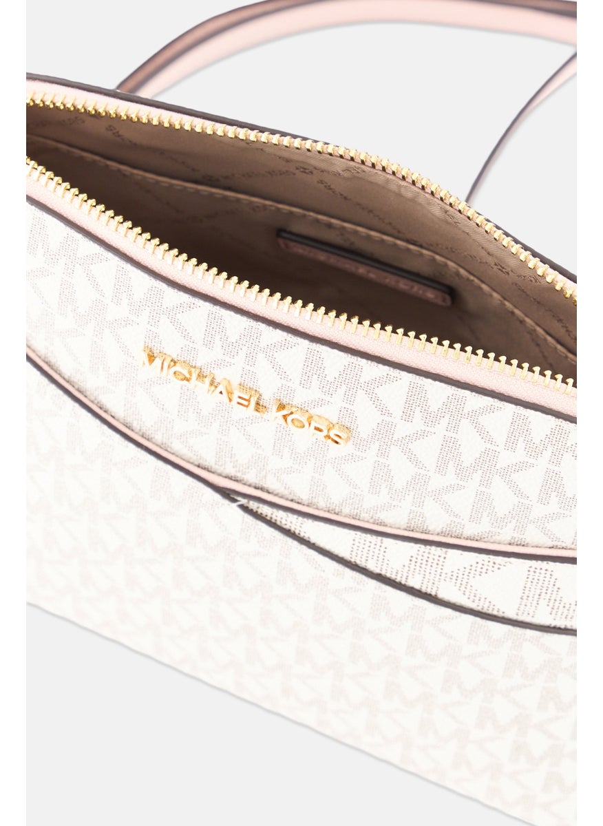 Michael Kors - Women Monogram Pattern Cross Body Bag 17,5 H x 21,5 L x 9 W cm, Ivory - Image 1