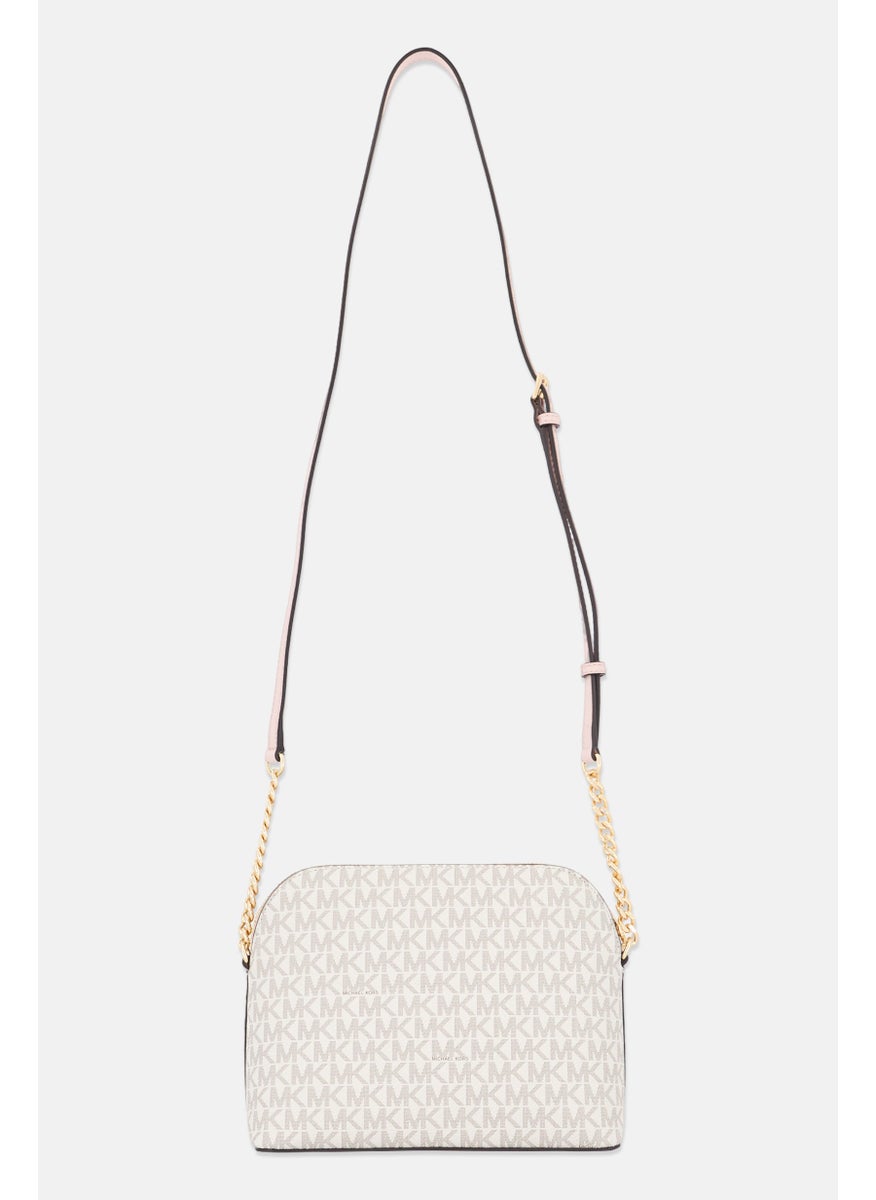 Michael Kors - Women Monogram Pattern Cross Body Bag 17,5 H x 21,5 L x 9 W cm, Ivory - Image 1
