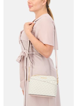 Michael Kors Women Monogram Pattern Cross Body Bag 17,5 H x 21,5 L x 9 W cm, Ivory  - Image 2