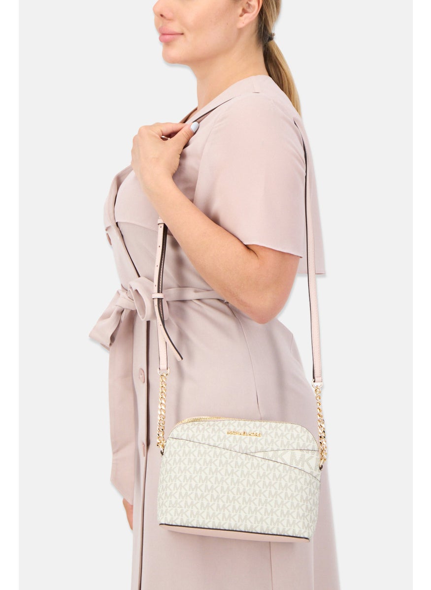 Michael Kors - Women Monogram Pattern Cross Body Bag 17,5 H x 21,5 L x 9 W cm, Ivory - Image 1