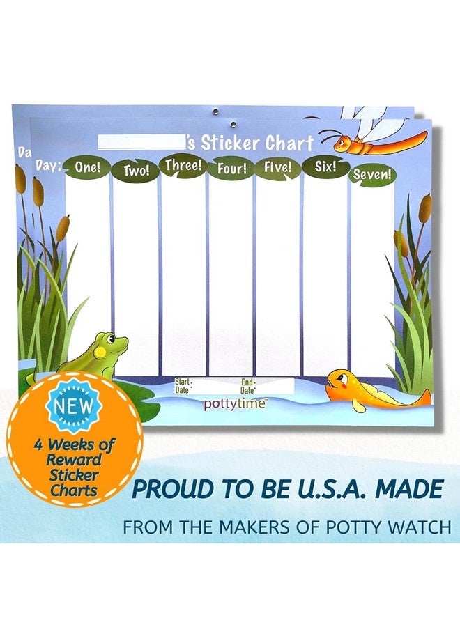POTTY TIME Potty Training Sticker Chart Reward Their Efforts Fosters Fun & Independence Includes 4Weekly Pond Themed Charts & 144 Easy To Peel Stickers Usa Made From Creators Of Potty Watch - Image 3