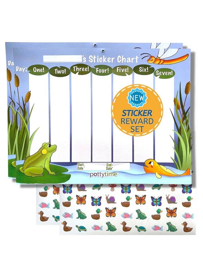 POTTY TIME Potty Training Sticker Chart Reward Their Efforts Fosters Fun & Independence Includes 4Weekly Pond Themed Charts & 144 Easy To Peel Stickers Usa Made From Creators Of Potty Watch - Image 1