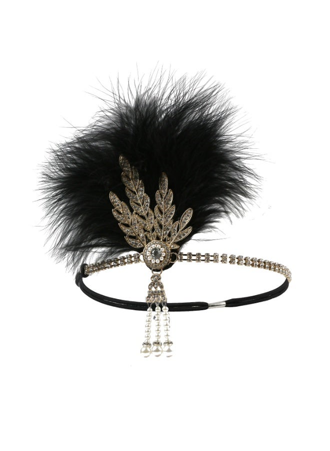 1920s Feather Headwear, Rhinestone Headpiece, Roaring 20s Great Gatsby Headpiece Hair Accessories for Women - Image 1