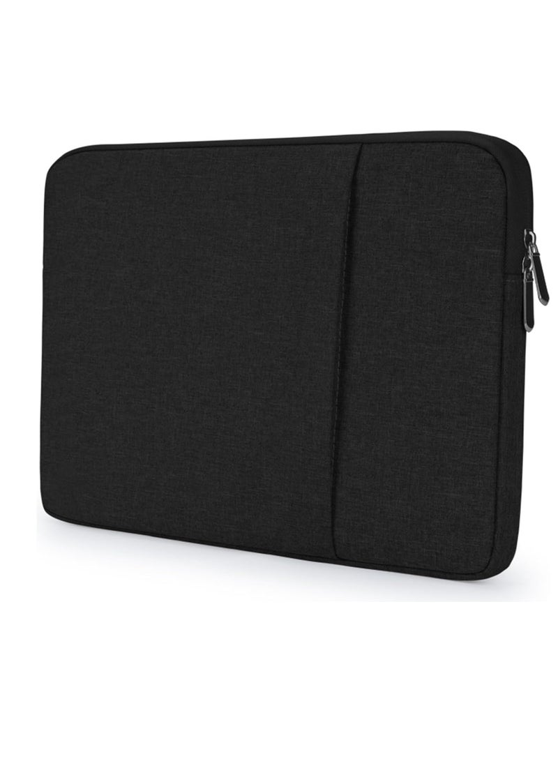 13 inch Laptop Sleeve Bag Compatible with MacBook Air Mac Pro M1 Surface Lenovo Dell HP Computer Bag Accessories Polyester Case with Pocket (Black)  - Image 1