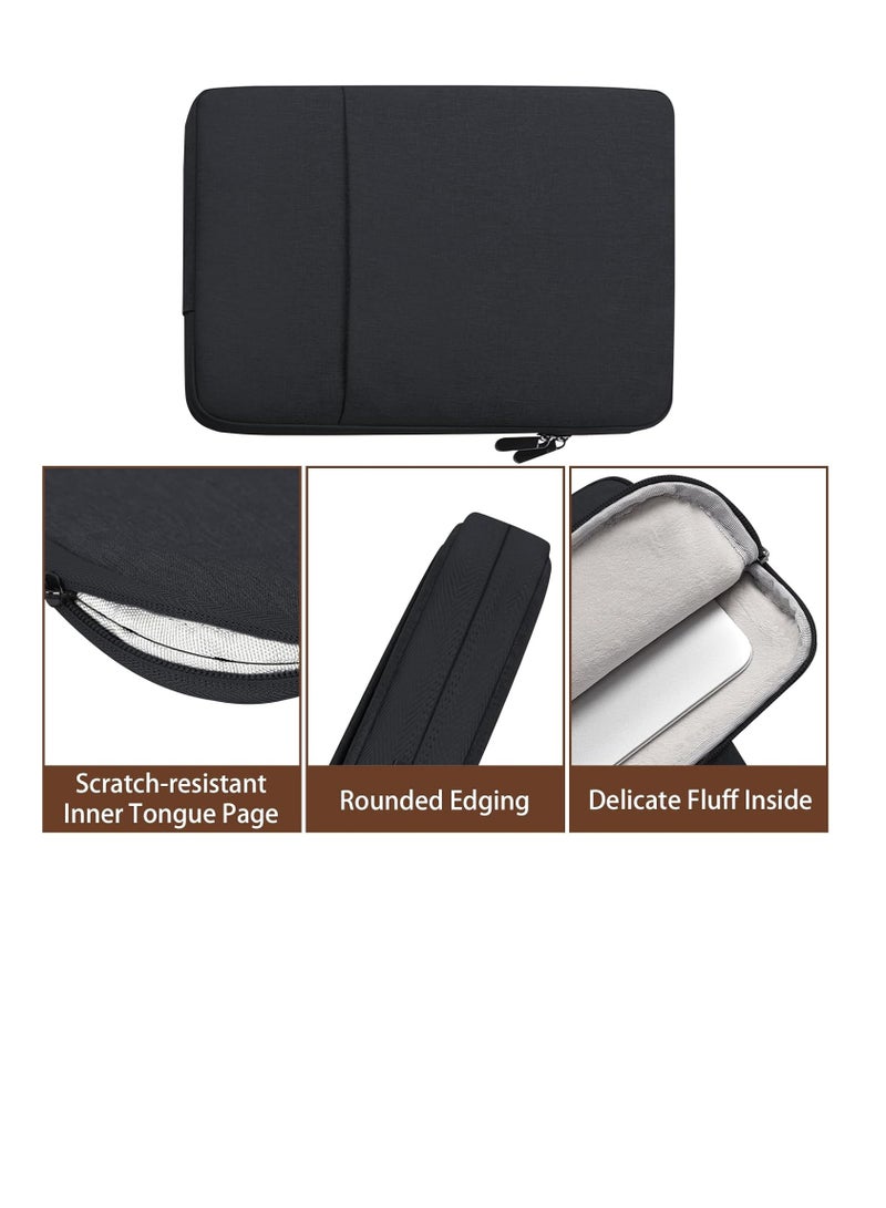 13 inch Laptop Sleeve Bag Compatible with MacBook Air Mac Pro M1 Surface Lenovo Dell HP Computer Bag Accessories Polyester Case with Pocket (Black)  - Image 2