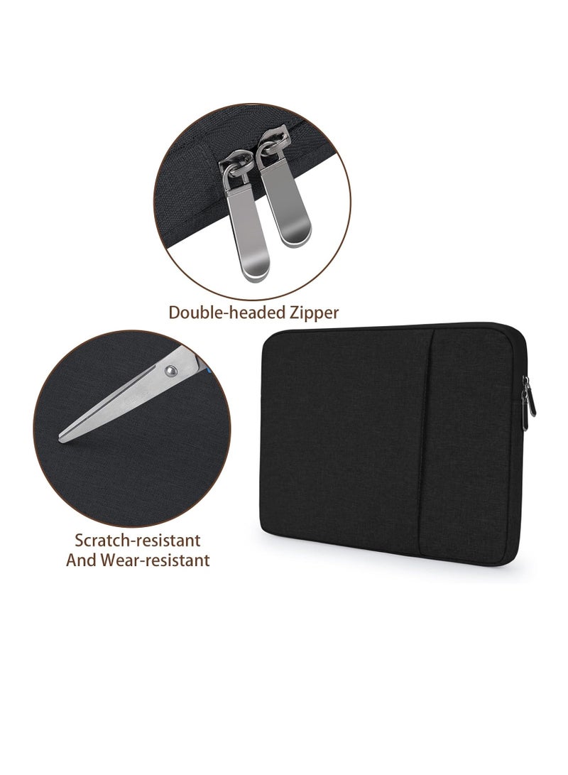 13 inch Laptop Sleeve Bag Compatible with MacBook Air Mac Pro M1 Surface Lenovo Dell HP Computer Bag Accessories Polyester Case with Pocket (Black)  - Image 3