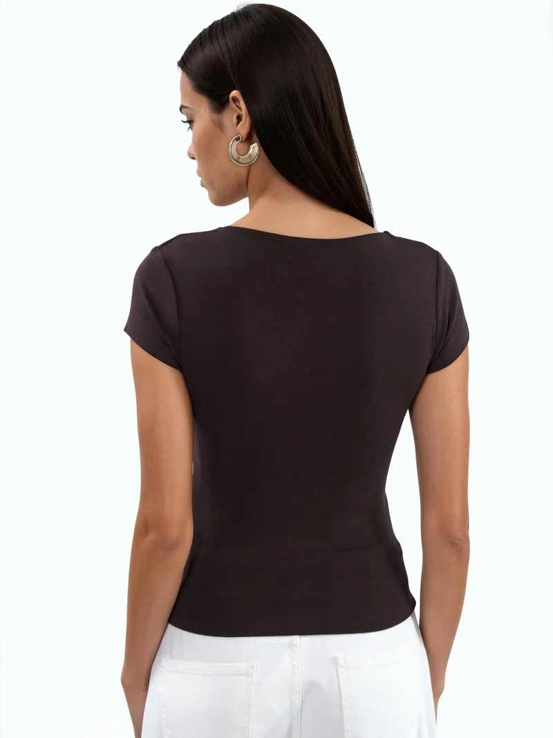بوسيم BUSEM V-Neck Modal Cotton Blend Blouse