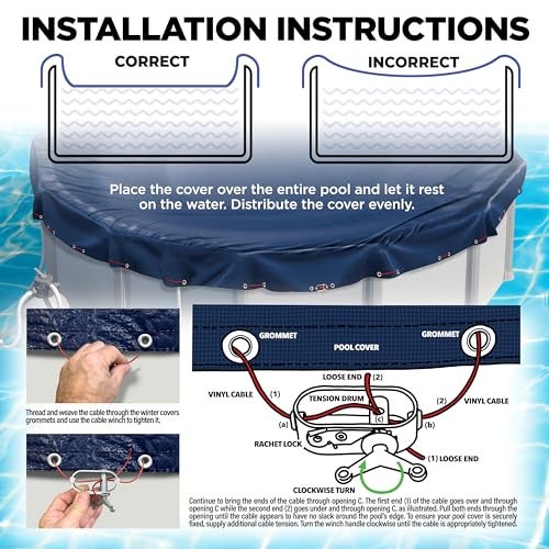 Shop Square 15 ft Round Pool Cover for Above Ground Pools, Above Ground Cover for Winter, Keeps Out Debris, Cold and UV Resistant, Supreme Mesh, Navy Blue - Image 2