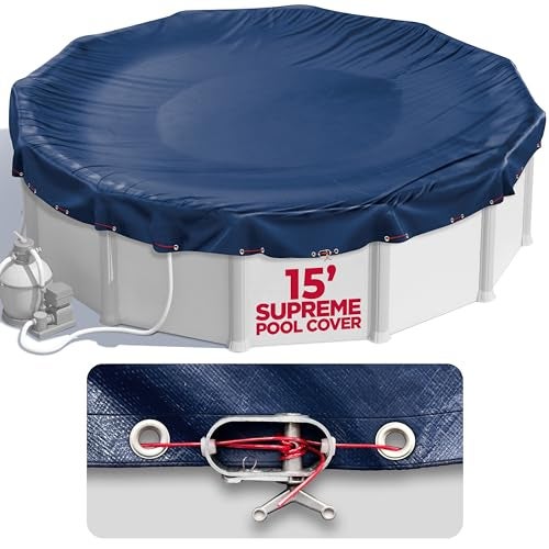 Shop Square 15 ft Round Pool Cover for Above Ground Pools, Above Ground Cover for Winter, Keeps Out Debris, Cold and UV Resistant, Supreme Mesh, Navy Blue - Image 1