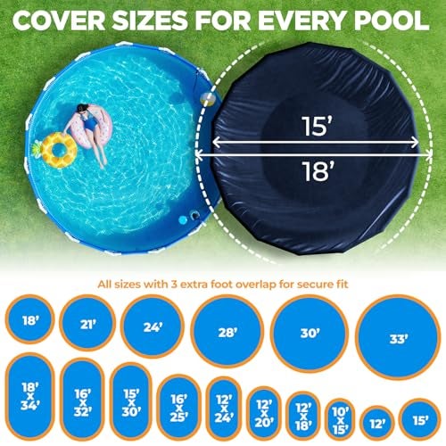 Shop Square 15 ft Round Pool Cover for Above Ground Pools, Above Ground Cover for Winter, Keeps Out Debris, Cold and UV Resistant, Supreme Mesh, Navy Blue - Image 5