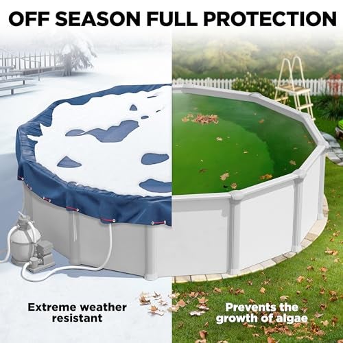 Shop Square 15 ft Round Pool Cover for Above Ground Pools, Above Ground Cover for Winter, Keeps Out Debris, Cold and UV Resistant, Supreme Mesh, Navy Blue - Image 3
