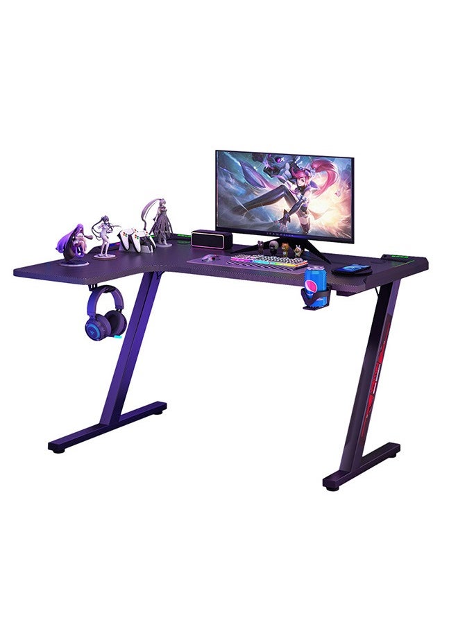 LEXIN L-Shaped Computer Corner Desk with Ambience Light: Ideal Home Gaming and Office Writing Workstation - Easy Assembly, Space-Saving Design 