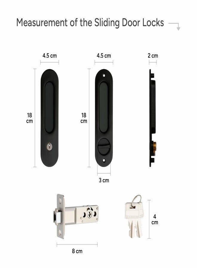 LAPO Sliding Door Lock | Zinc Alloy | Premium Black Finish | Fits 35mm–50mm Door Thickness | Heavy Duty Handle with Privacy Lock for Wooden & Metal Sliding Doors | Home & Office Use - Image 2