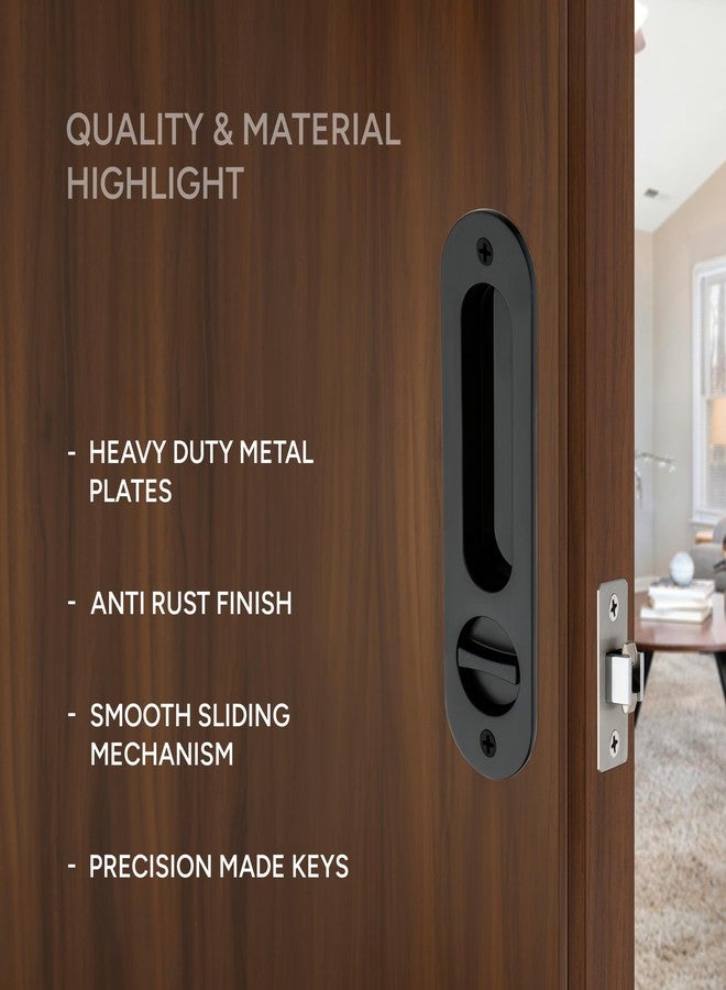 LAPO Sliding Door Lock | Zinc Alloy | Premium Black Finish | Fits 35mm–50mm Door Thickness | Heavy Duty Handle with Privacy Lock for Wooden & Metal Sliding Doors | Home & Office Use - Image 3