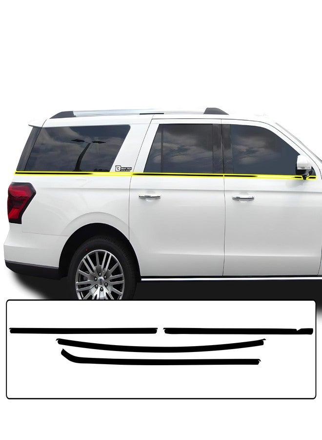 BOGAR TECH DESIGNS Side Window Trim Chrome Delete Overlay Compatible with Ford Expedition Max 2018-2024, Gloss Black - Image 1