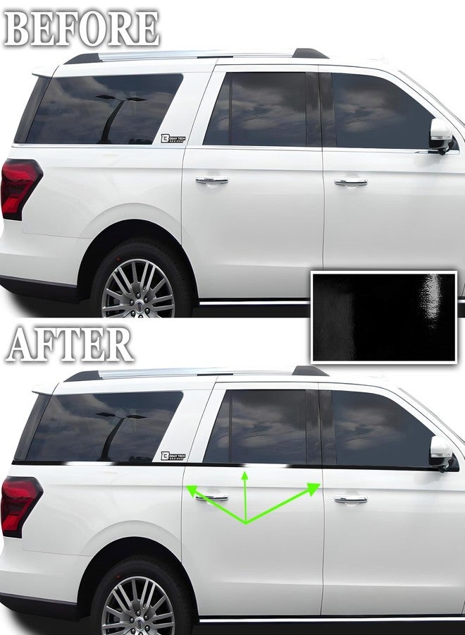 BOGAR TECH DESIGNS Side Window Trim Chrome Delete Overlay Compatible with Ford Expedition Max 2018-2024, Gloss Black - Image 3