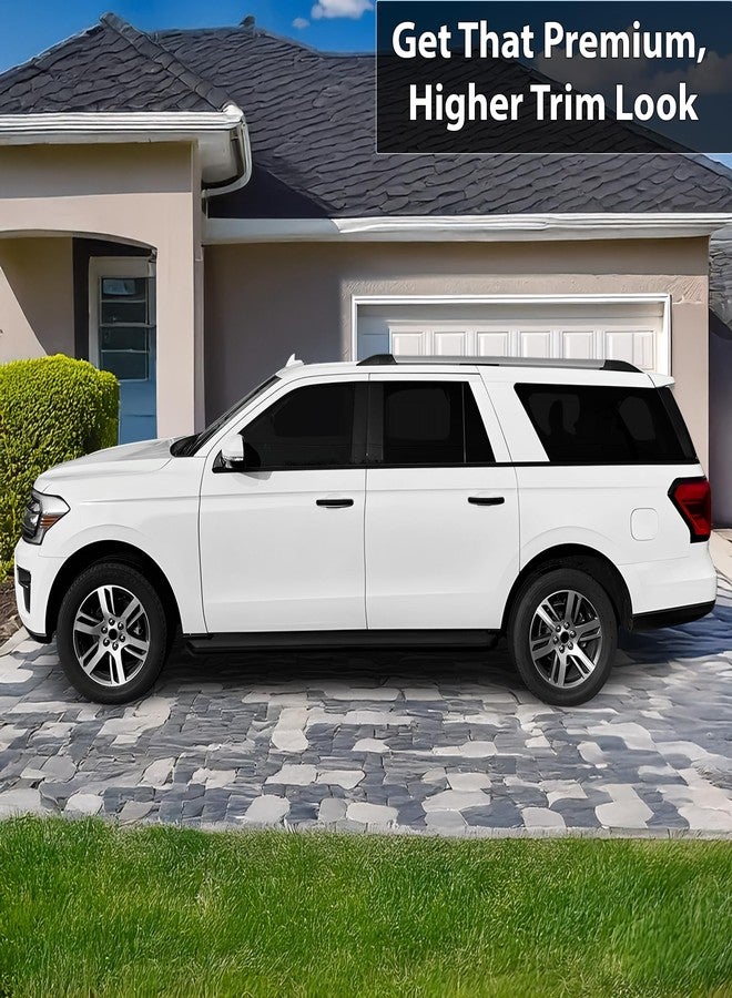 BOGAR TECH DESIGNS Side Window Trim Chrome Delete Overlay Compatible with Ford Expedition Max 2018-2024, Gloss Black - Image 2