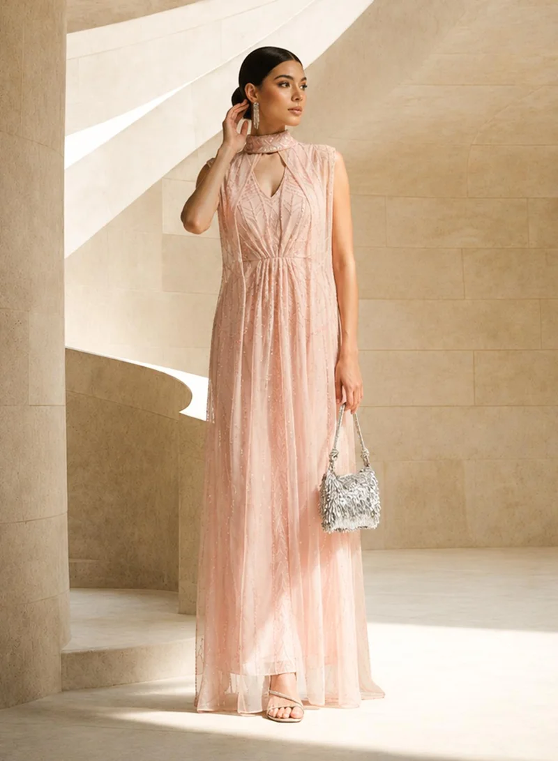 Amelia Rose Cape Sleeve Maxi Dress
