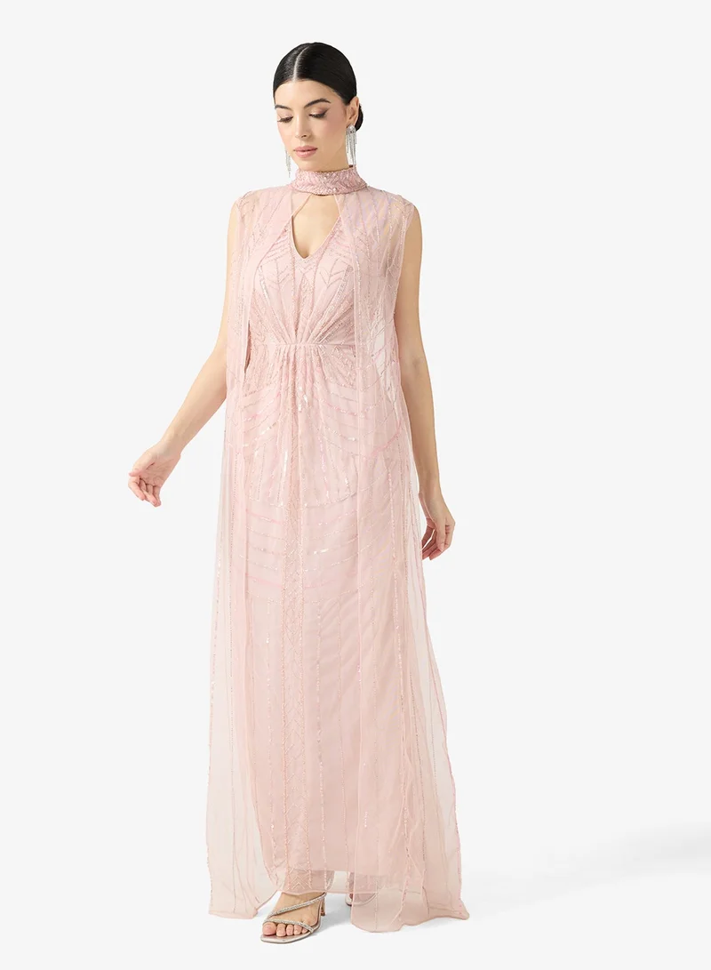 Amelia Rose Cape Sleeve Maxi Dress
