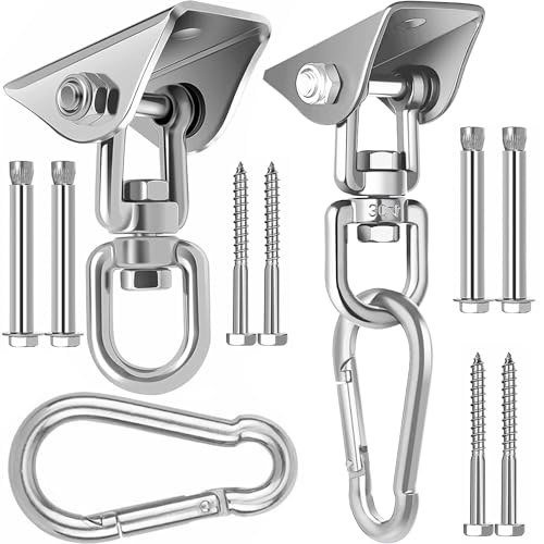 Mornihima Swing Hanger for Wooden & Concrete Swing Set, 2000LB Capacity Hammock Hanger 360°Rotate Stainless Steel Swing Hammock Hanging Kit Hardware, Heavy Duty Swing Brackets for Porch Playground Yoga-2 Packs - Image 1