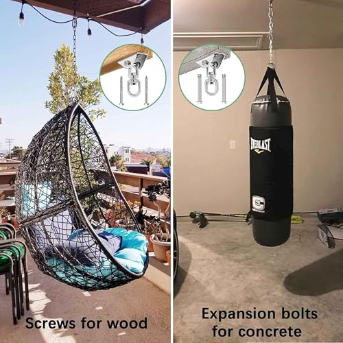 Mornihima Swing Hanger for Wooden & Concrete Swing Set, 2000LB Capacity Hammock Hanger 360°Rotate Stainless Steel Swing Hammock Hanging Kit Hardware, Heavy Duty Swing Brackets for Porch Playground Yoga-2 Packs - Image 2