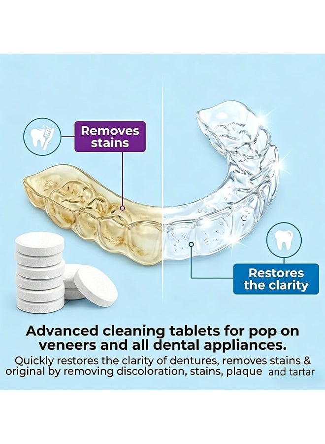 KELIN 30Pcs Retainer Cleaner Tablets, Tablets Denture Cleaning Tablets For Overnight Dental, Prosthesis Fresh Brite And Stain-Free Retainer Cleaning Tablet Aligner Gum Shield Mouth Guard Denture Cleaners - Image 2