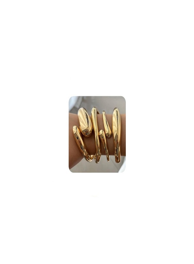 CASDAN 4Pcs Chunky Bangle Bracelets for Women Twisted Hinged Stackable Bangles Set Trendy Wide Wrist Cuff Stack Bracelets - Image 1