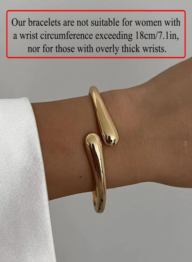 CASDAN 4Pcs Chunky Bangle Bracelets for Women Twisted Hinged Stackable Bangles Set Trendy Wide Wrist Cuff Stack Bracelets - Image 2