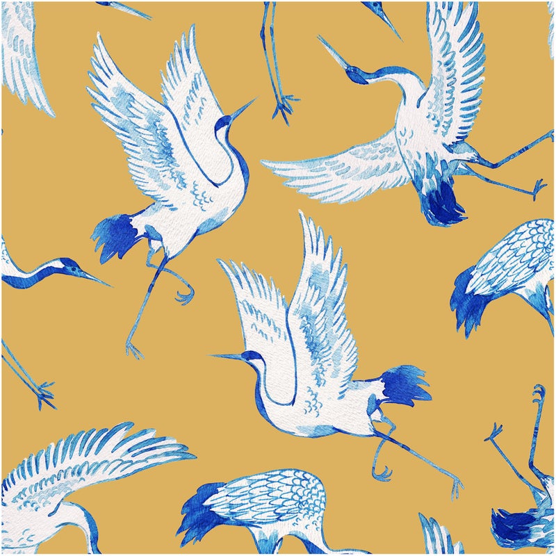 Blooming Wall DPYD03 Watercolor Blue Flying Cranes Peel and Stick Wallpaper SelfAdhesive Prepasted Wallpaper Wall Dcor - Image 2