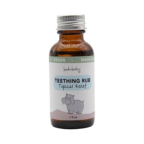 Balm Baby Teething Oil Rub Natural Baby Teething Relief Aid with Chamomile Clove Vegan NonGMO Gentle Effective 1 oz Glass Bottle Bottle wCap