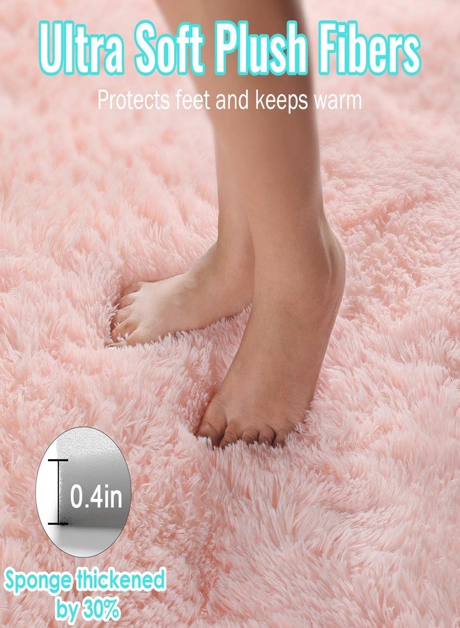 PAGISOFE Pink Round Rug 4Ft for Girls Room Kids Bedroom, Fluffy Shaggy Soft Fuzzy Circle Area Rugs for Girls Bedroom Kids Home Decor Aesthetic, Plush Furry Throw Cute Baby Girl Nursery Room Rug - Image 4
