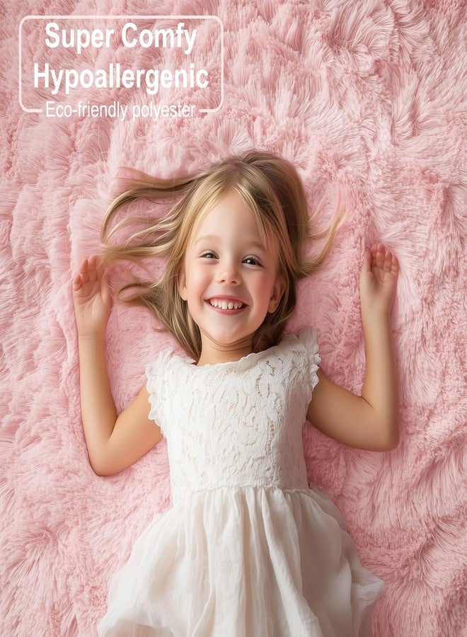 PAGISOFE Pink Round Rug 4Ft for Girls Room Kids Bedroom, Fluffy Shaggy Soft Fuzzy Circle Area Rugs for Girls Bedroom Kids Home Decor Aesthetic, Plush Furry Throw Cute Baby Girl Nursery Room Rug - Image 2