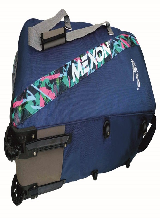 MEXON Professional Cricket Kit Bag with Tractor Wheels | Fully Padded (Navy Blue/Multicolor) - Image 4
