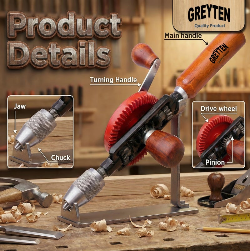 GREYTEN Heavy Duty Hand Drill Machine (1/4) - Image 4