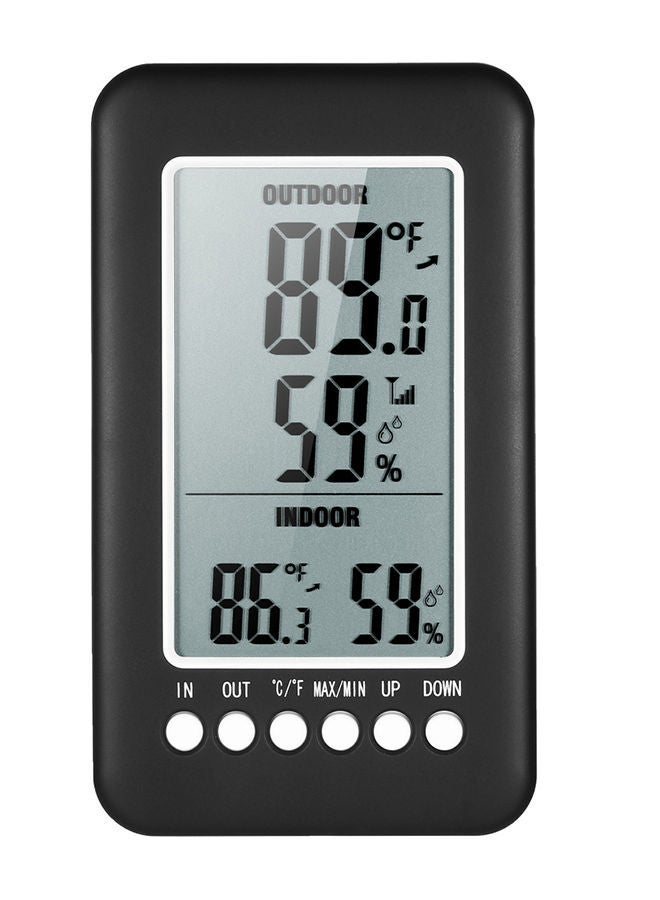 NIBEMINENT LCD Digital Wireless Thermometer Hygrometer Clock Black/White - Image 1