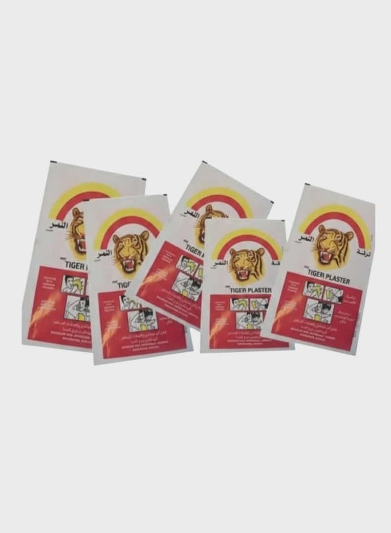 TIGER New Tiger Plaster Temporarily relief of minor muscular and rheumatoid arthritis , simple backache - Pack of 5 - Image 1