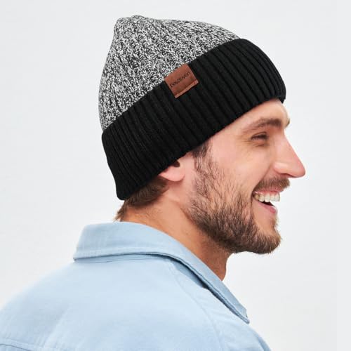 BESSTEVEN Winter Beanie Hat for Men Women: Warm Fleece Lined Beanie Knit Ski Stocking Cap Thick Thermal Cuffed Cap Daily Hat for Cold Weather Skiing Running Hiking Cycling Black - Image 3