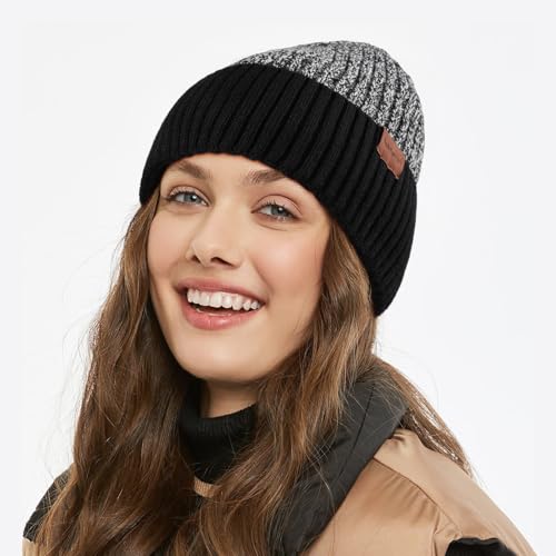 BESSTEVEN Winter Beanie Hat for Men Women: Warm Fleece Lined Beanie Knit Ski Stocking Cap Thick Thermal Cuffed Cap Daily Hat for Cold Weather Skiing Running Hiking Cycling Black - Image 4