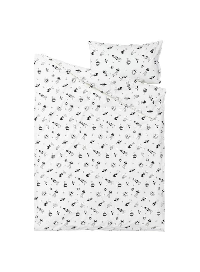 erorex Duvet cover and pillowcase, space white/black, 150x200/50x80 cm - Image 2