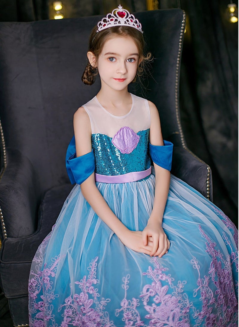 Sequin Mermaid Princess Dress Cosplay Halloween Costume Dress up, Birthday Party Costume for Girls - Image 5