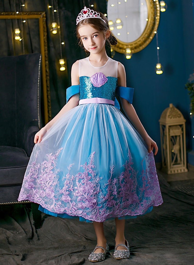 Sequin Mermaid Princess Dress Cosplay Halloween Costume Dress up, Birthday Party Costume for Girls - Image 1