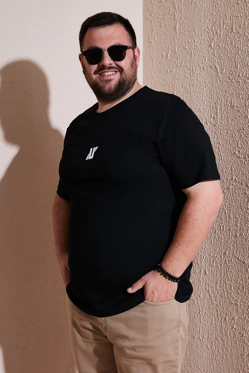 بوراتي Cotton Regular Fit Crew Neck Plus Size T Shirt Men's T Shirt 5902753B