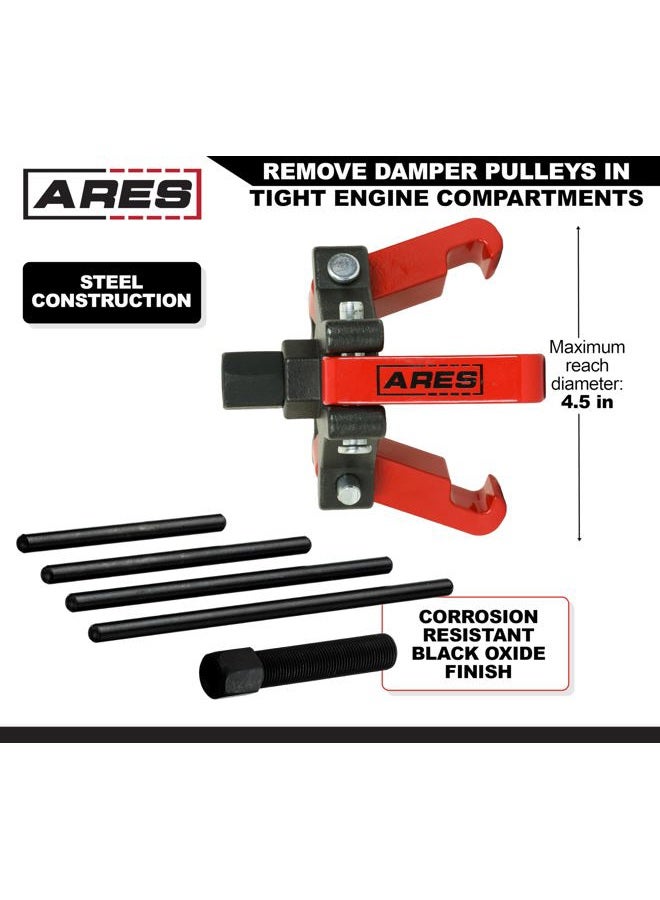 ARES 71002 - Harmonic Balancer Puller Set - Remove Damper Pulleys in Tight Engine Compartments Without Removing The Radiator - Storage Case Included - Image 3
