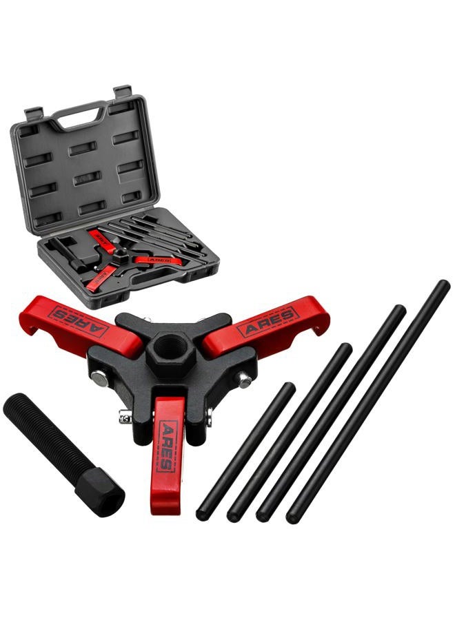 ARES 71002 - Harmonic Balancer Puller Set - Remove Damper Pulleys in Tight Engine Compartments Without Removing The Radiator - Storage Case Included - Image 1