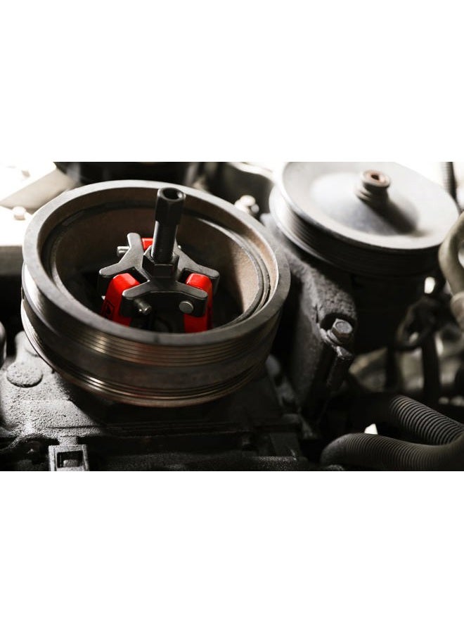 ARES 71002 - Harmonic Balancer Puller Set - Remove Damper Pulleys in Tight Engine Compartments Without Removing The Radiator - Storage Case Included - Image 5