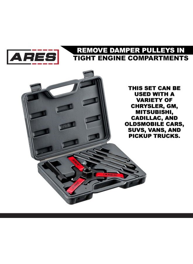 ARES 71002 - Harmonic Balancer Puller Set - Remove Damper Pulleys in Tight Engine Compartments Without Removing The Radiator - Storage Case Included - Image 4