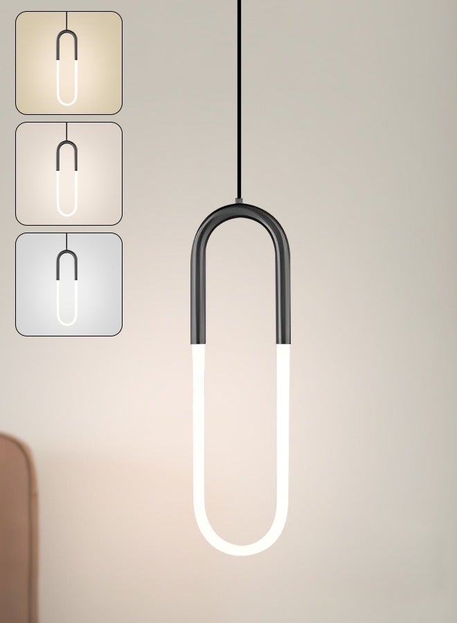 YATAI LIGHTING مصباح معلق LED حديث، مصباح بيضاوي أسود مع LED دافئ أبيض 4500K، 14W ارتفاع قابل للتعديل، معدات وأكريليك، مثالي لطاولة الطعام بجانب السرير وجزيرة المطبخ - Image 1